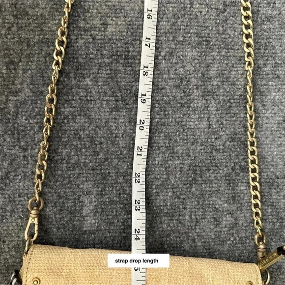 Abbie & Emmie Straw Crossbody Womens Small Gingham Gold Chain Summer Purse - Picture 12 of 12